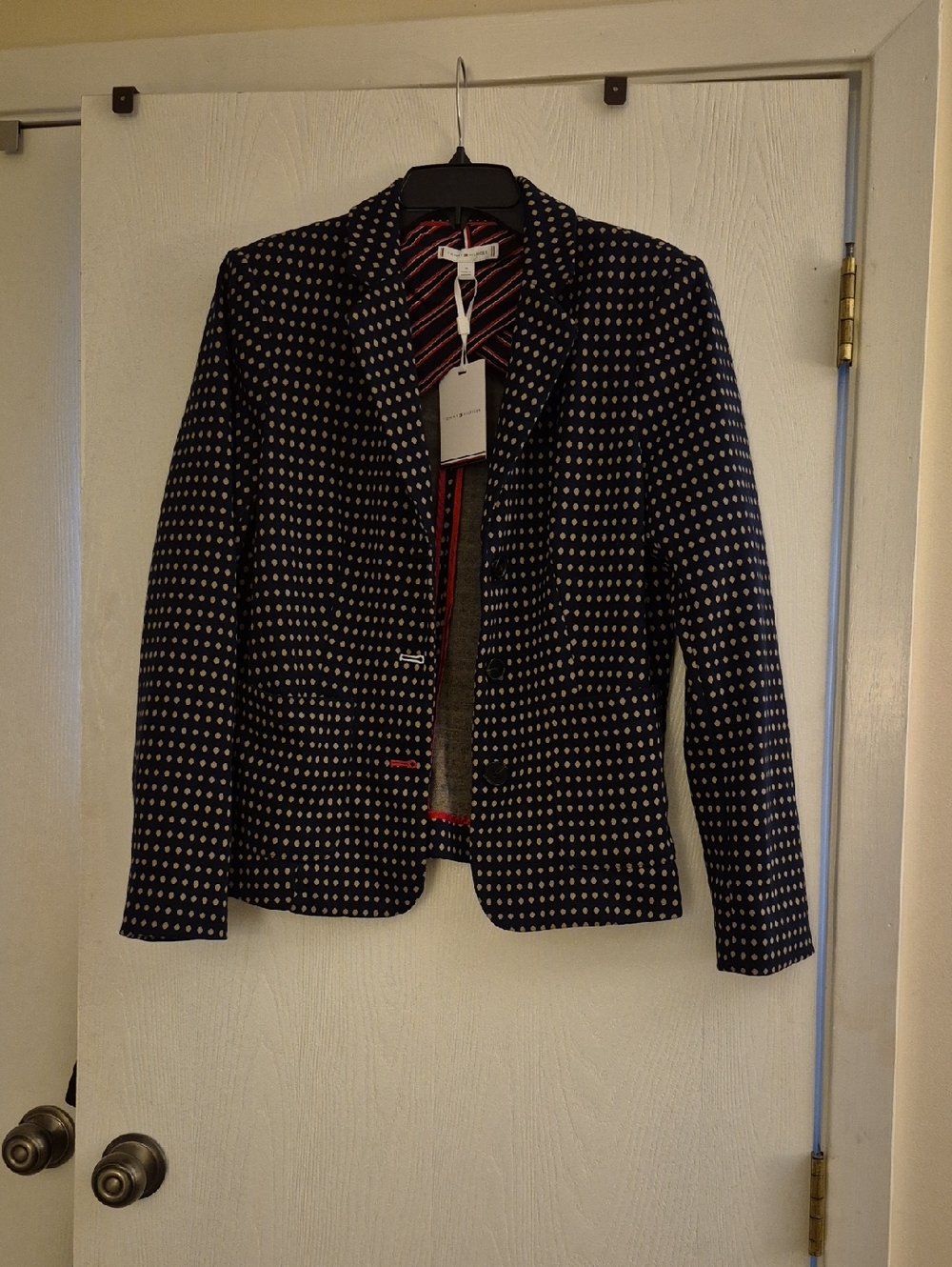 Tommy Hilfiger Navy Blazer with White Dot Pattern